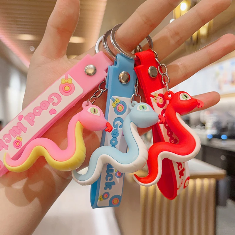 Lucky Snake Pendant Keychain New Year Gift Jewelry Cartoon Backpack Car Keys Decoration Chinese Snake Doll Hangings Ornament image 5