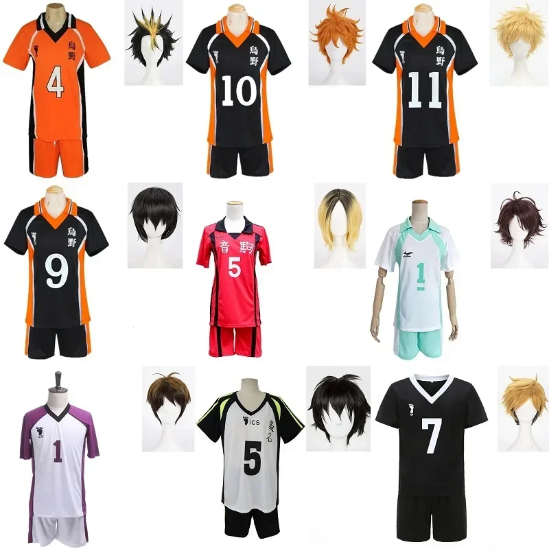 Haikyuu Cosplay Costume Volleyball Club Jerseys Uniform Hinata Shoyo Yu Nishinoya Kozume Kenma Oikawa Tooru Sportswear Wigs MN11