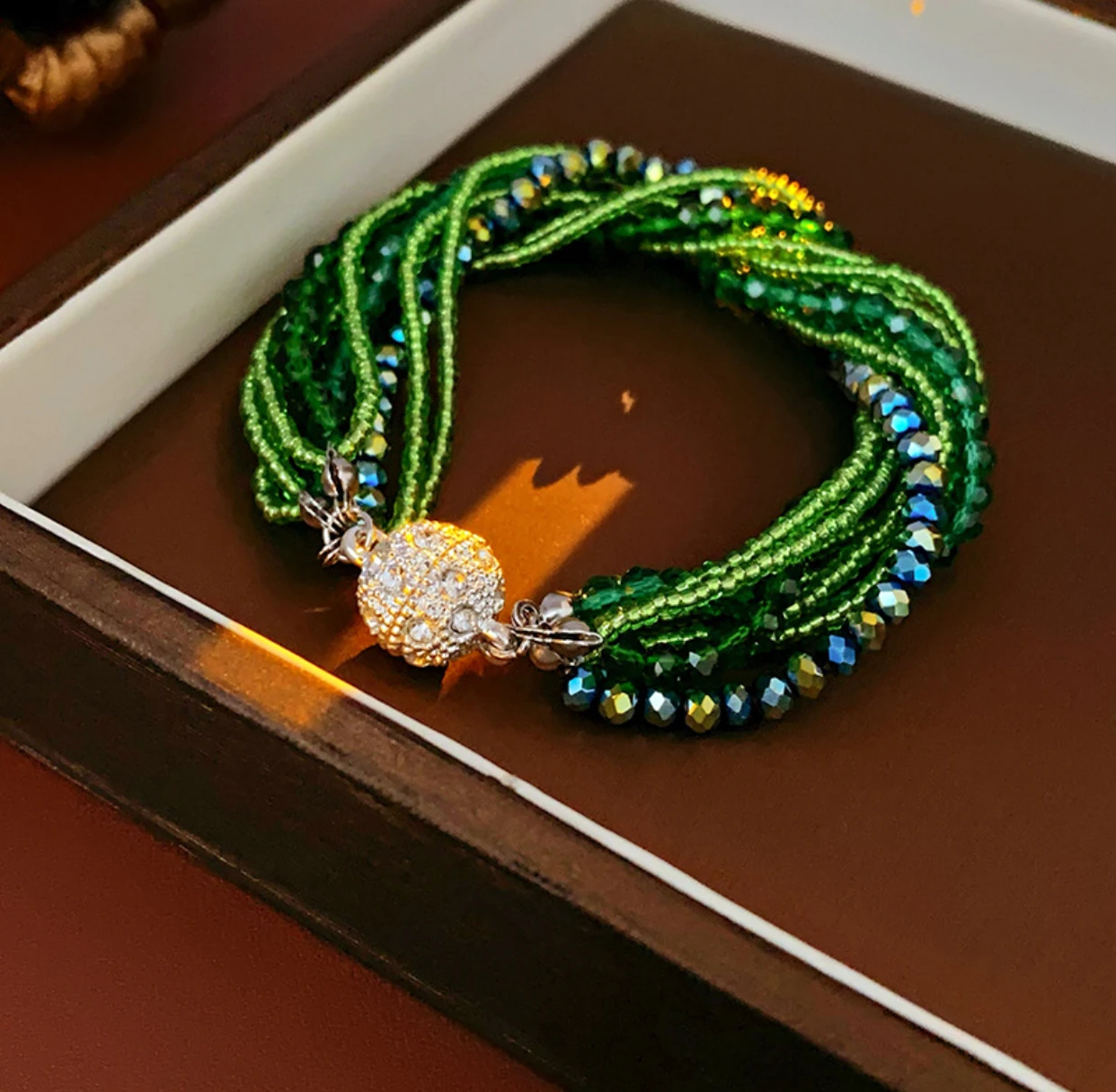 

Hot sale Luxurious Korean design sense 43.5 cm necklace, zircon crystal multi-layer bracelet, high-end jewelry set