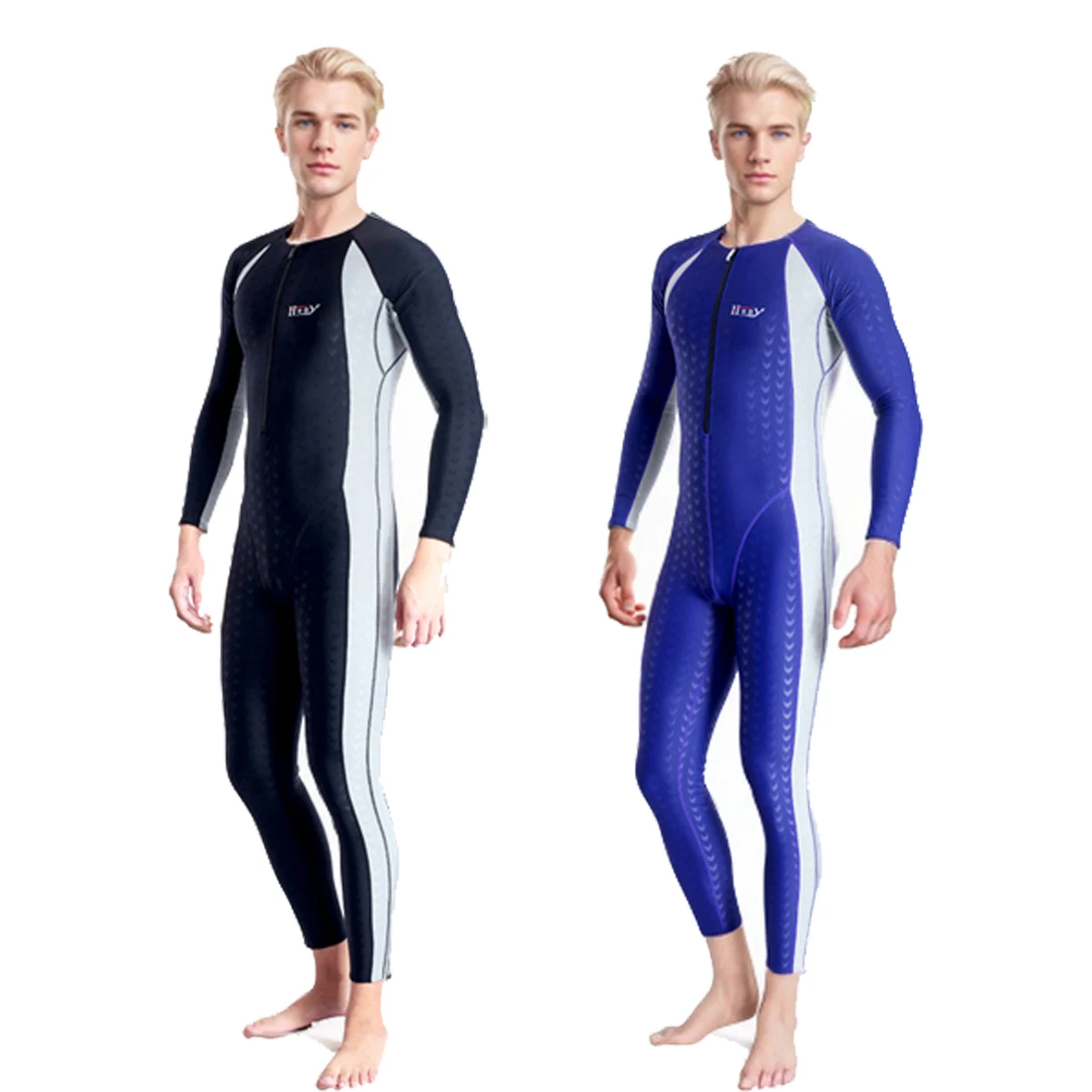 Unisex Spandex One-piece Long Sleeve Patchwork Sunscreen Cold-proof Quick-dry Competition Tight Skinny Swimwear Jumpsuit Catsuit