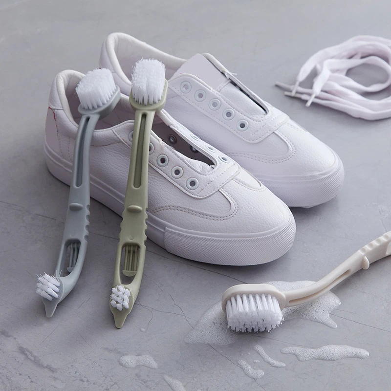 1pc, Dual-Headed Long Handle Cleaning Brush, Soft Bristle Shoe Brush, Shoes Cleaning Brush, Stains Removal Brush, Multifunctiona