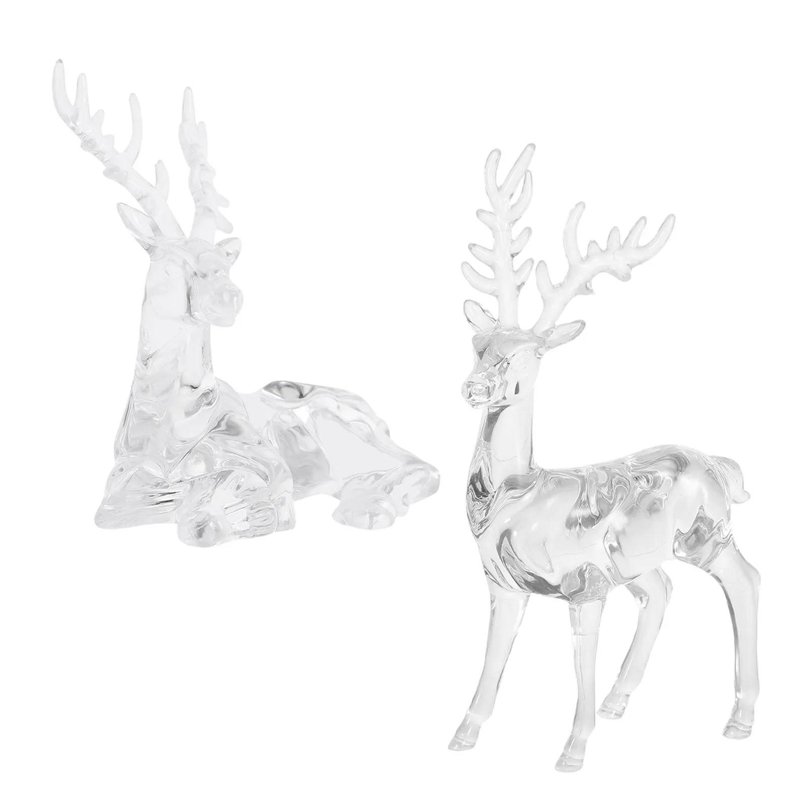 2Pcs Sleek Clear Acrylic Reindeer Ornaments Festive Deer Decoration for Indoor Spaces Living Room Bedroom Office Christmas Party