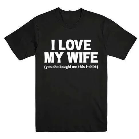 I Love My Wife Letters Print Men's T-Shirt Casual Funny Customizable Hand-Painted Design Service Clothing