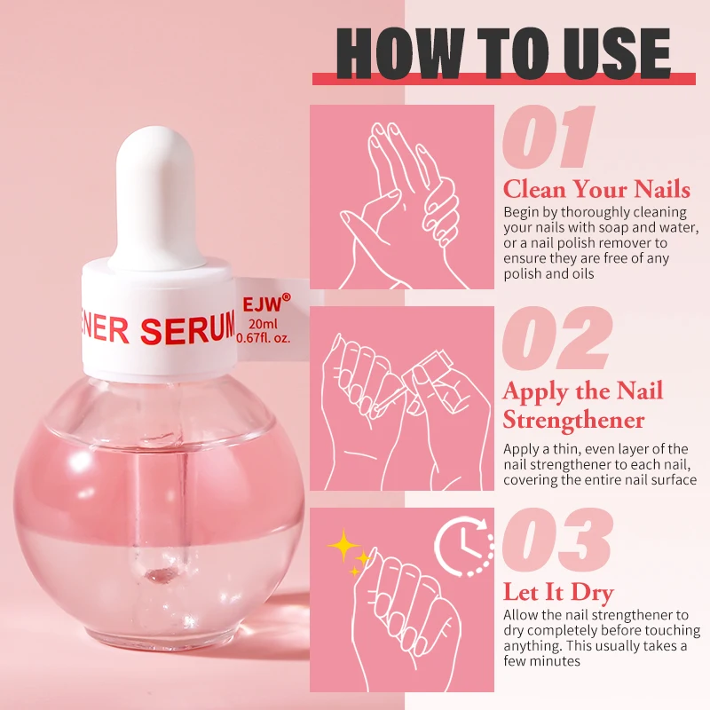 Olejek wzmacniający paznokcie: Lakier do paznokci utwardzający do leczenia uszkodzonych paznokci, naturalna naprawa keratynowa, zapobiega rozdarciom, pęknięciom i odpryskom.