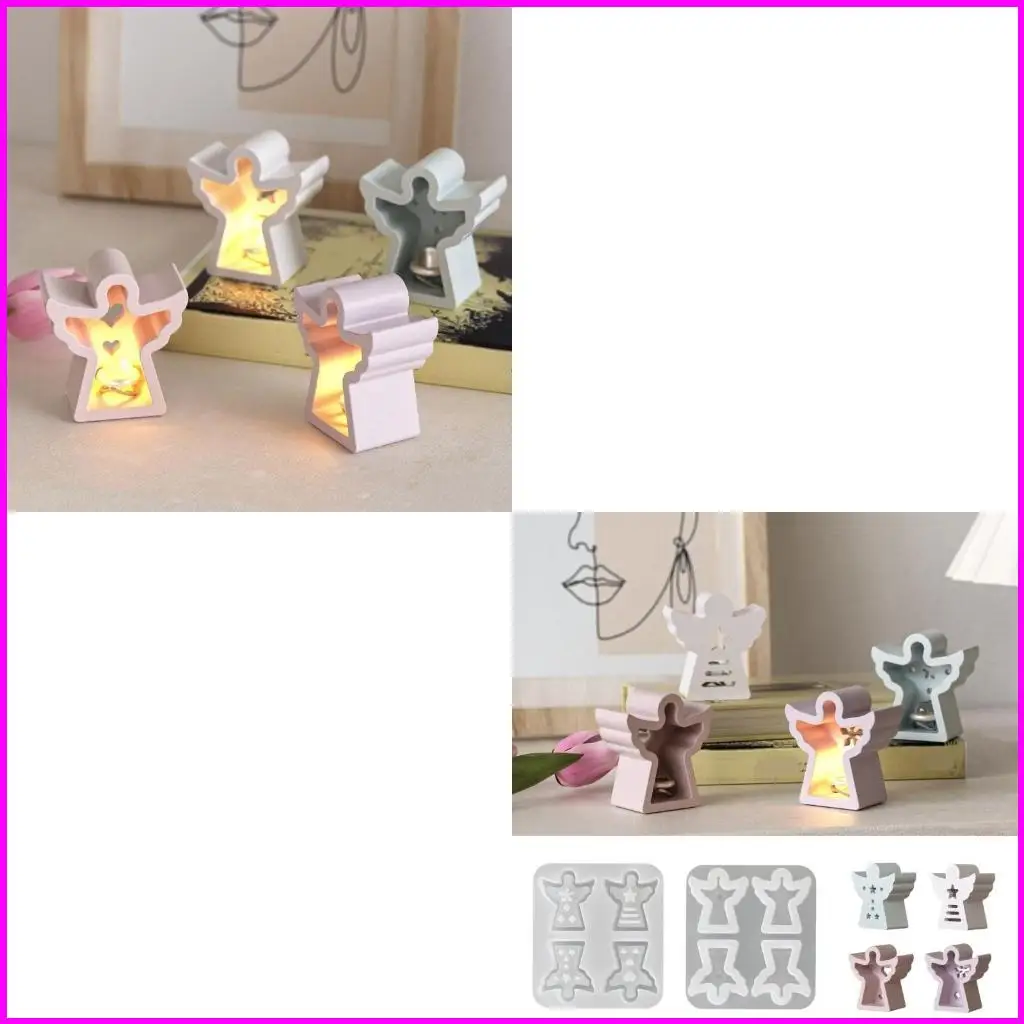 

4 Pattern Angel Candlestick Mold Flexible Lamp Silicone Making Mold