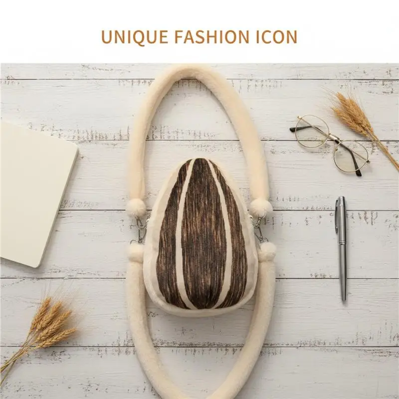 Cute Simulation Sunflower Seed Plush Crossbody Bag Creative Unique Shoulder Bag Versatile Casual Phone Bags Women Lovely Gifts