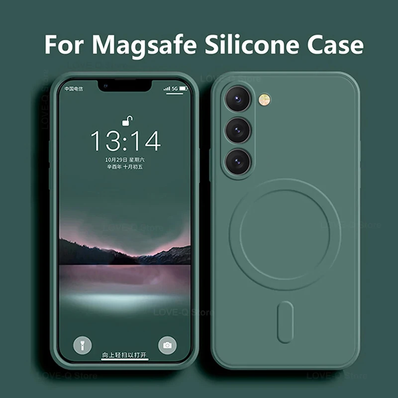 Luxuriöse Flüssigsilikon-Magnet-Hülle für Samsung Galaxy S26 S25 S24 S23 S26 Ultra Plus für MagSafe Hüllen Kabellose Ladeabdeckung – Detail 1
