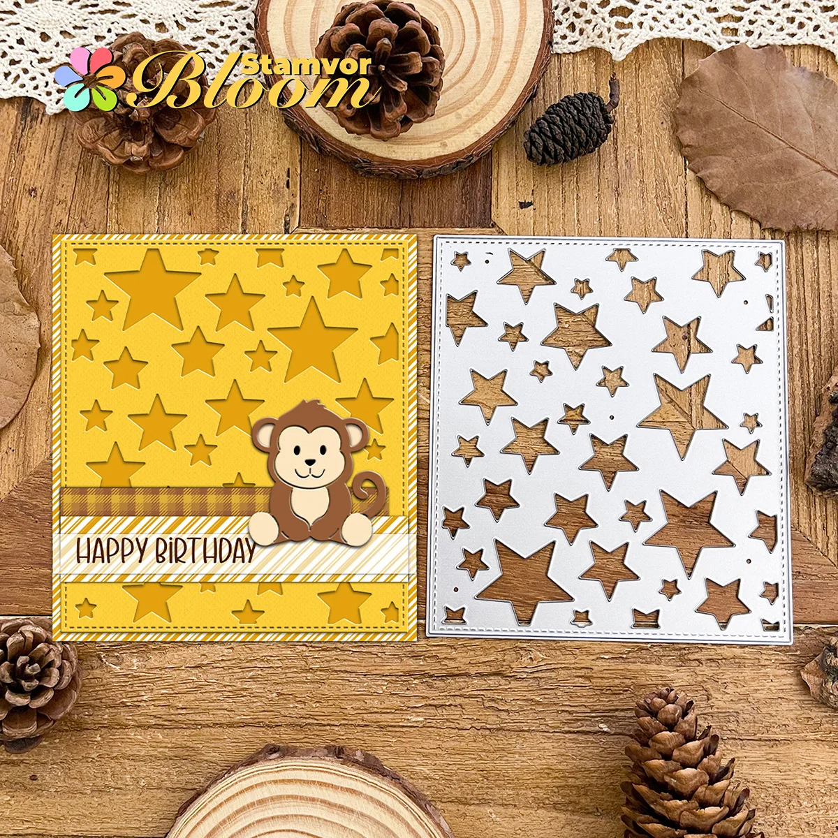 Original schöne Sterne quadratischer Rahmen Hintergrund Metall Stanzformen Scrapbooking dekorative Prägung