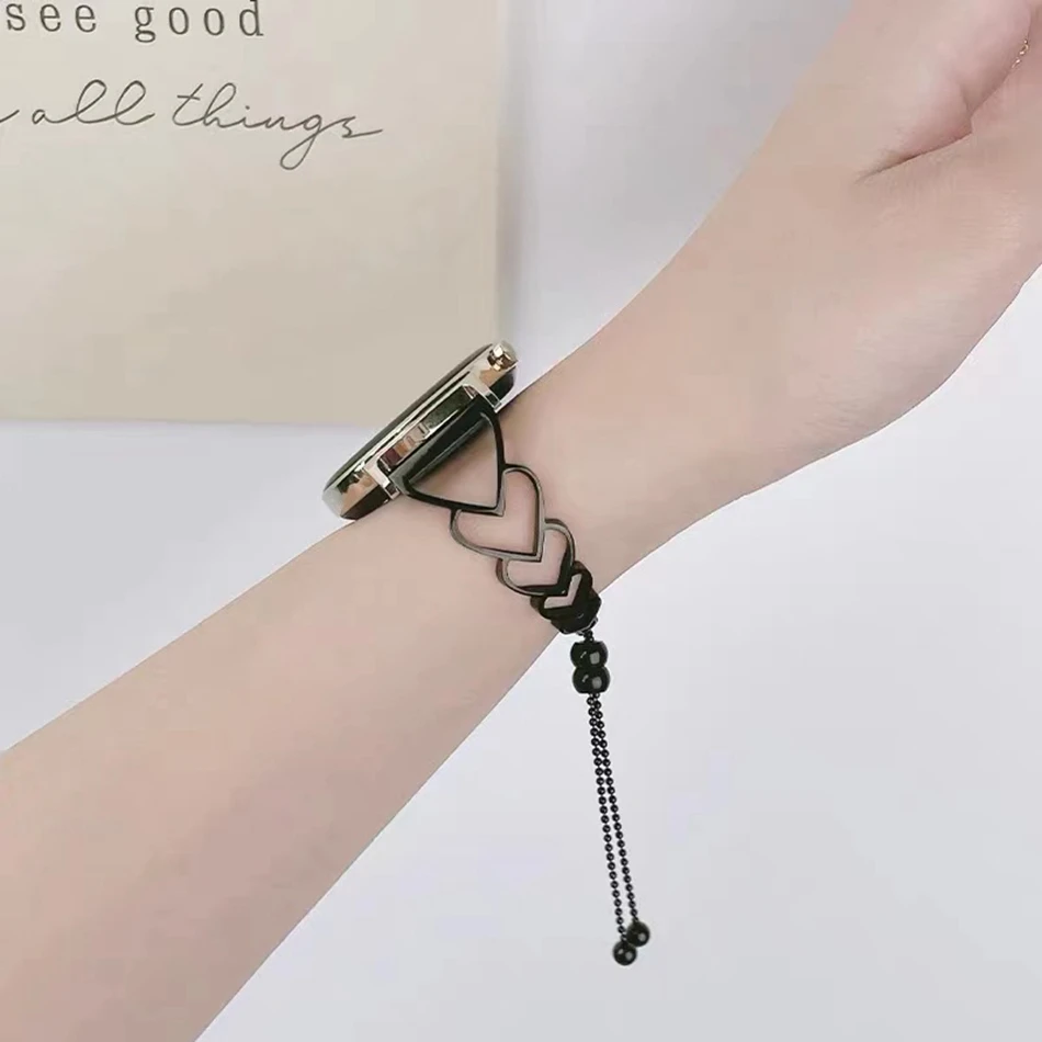 สําหรับ Samsung Galaxy Watch 3 46 มม.42 มม.Active 2 40 44 เกียร์ S3 20 มม.22 มม.สแตนเลส INS Hollow สร้อยข้อมือหัวใจ