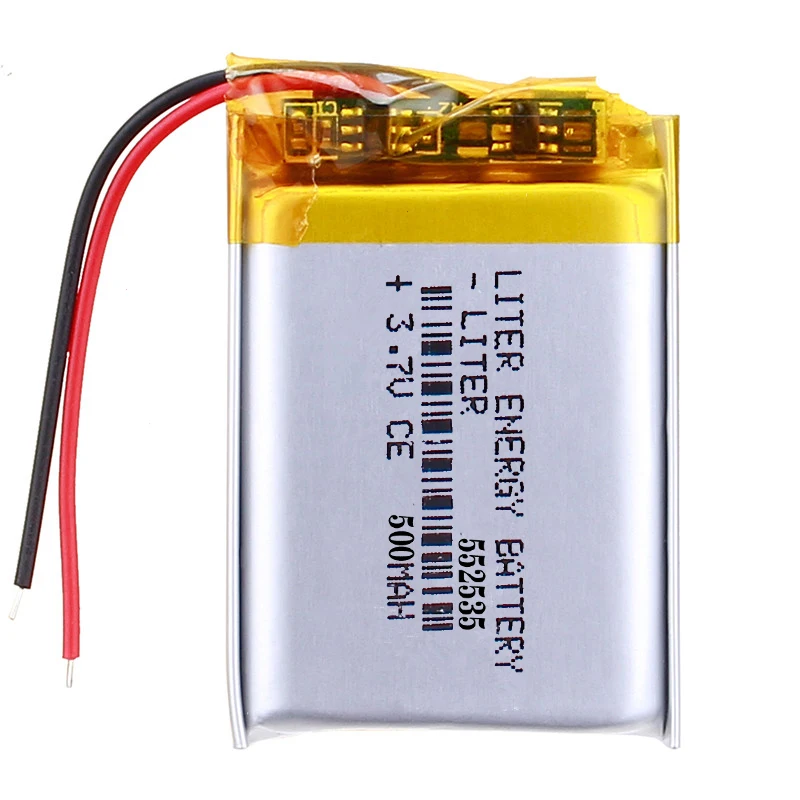 Polymer lithium ion battery 500MAH 3.7 V, 552535 CE FCC ROHS MSDS quality certification