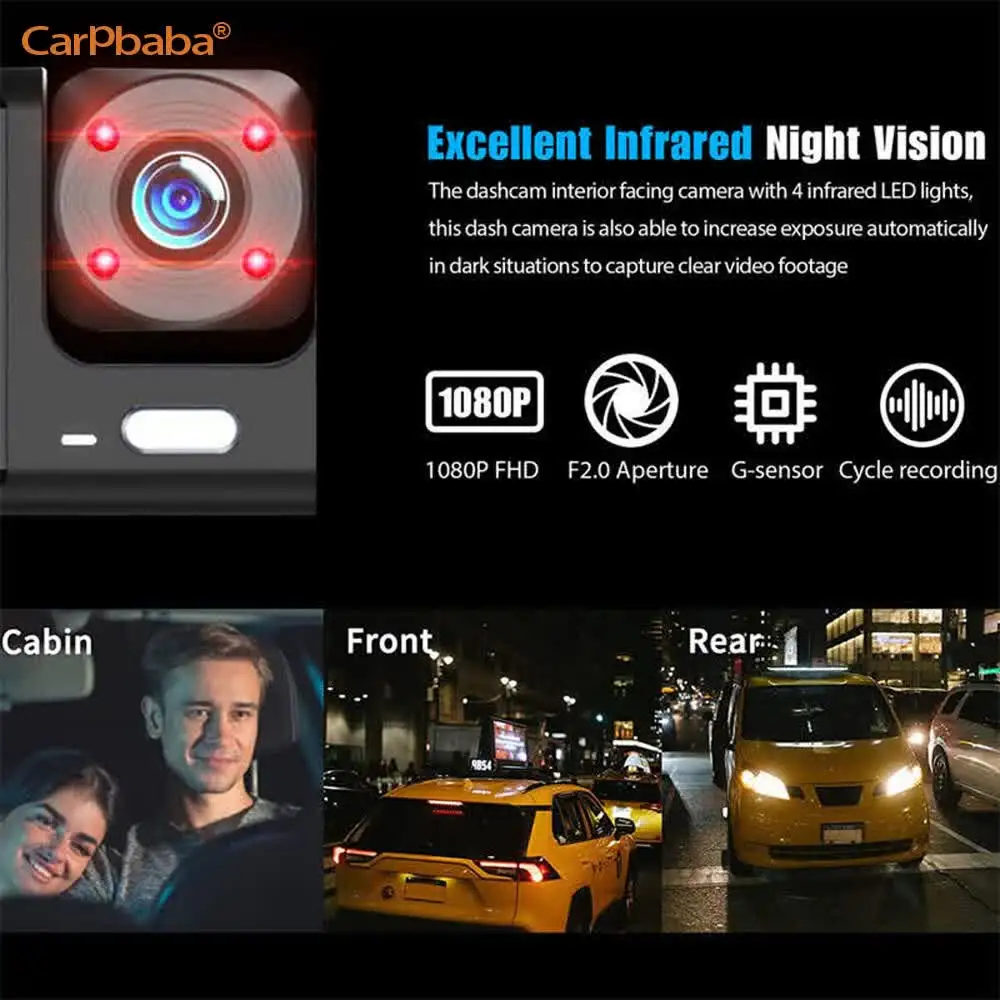 1296P DVR 2/3-Channel Front Inside Rear View Camera GPS WIFI Black Box Dash Cam For Cars Video Recorder Vehicle Car Accessories