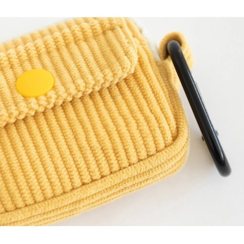 Cute Solid Color Earphone Storage Bag Corduroy Multifunctional Coin Purse with Zipper Multi Layer Storage Bag Daily Use