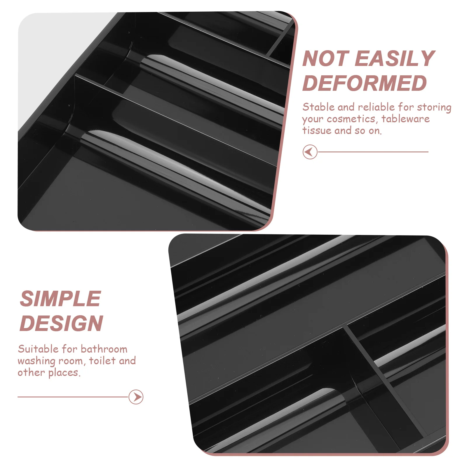 

Rectangle Plastic Desk Drawer Organizer for Office Vanity Bathroom Multi-Grid Storage Box Desktop Sundry Container Household