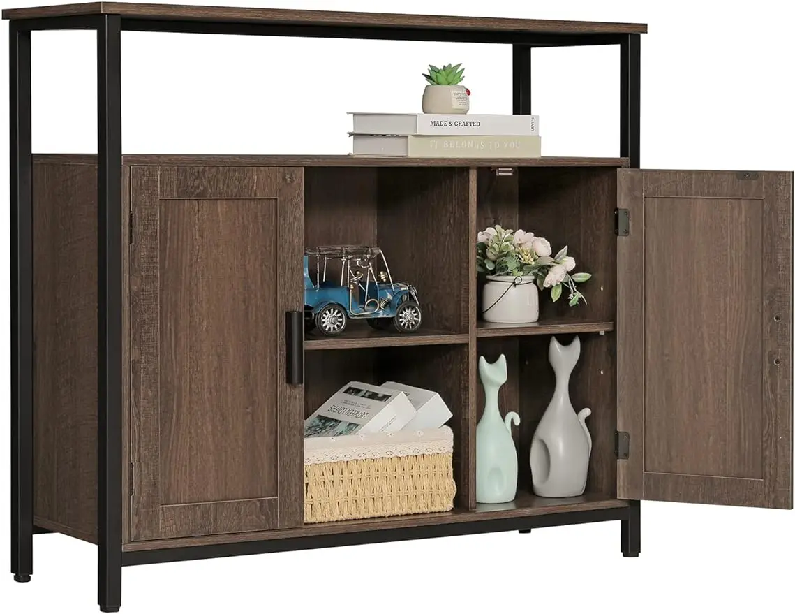 

Storage Cabinet with 2 Doors Buffet Cabinet Kitchen Cabinet with Adjustable Shelves Open Compartment Storage Sideboard