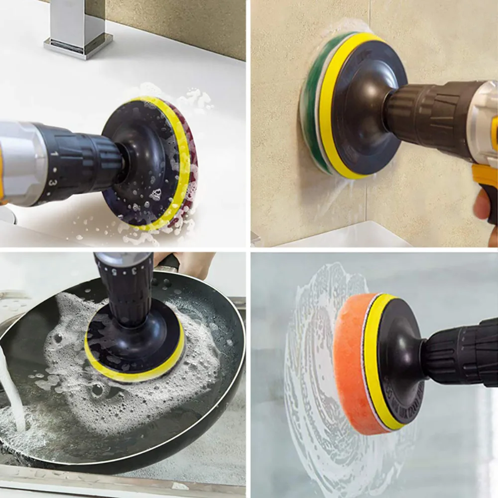 Cepillo eléctrico de taladro de 5 pulgadas, estropajo de azulejo, Kit de limpieza del hogar, herramienta para suelo de baño, almohadilla de pulido de bañera