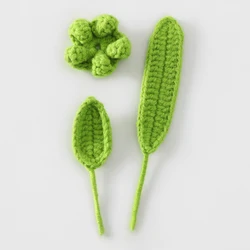 Handmade Knitting Leaves for DIY Decoration, Green Applique, Crochet Wool Flower Leaves, Receptacle Accessories, 10PCs