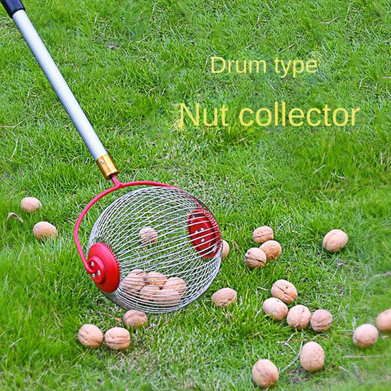 Nut Picker Garden Nut Stainless Steel Drum Suitable For Apple, Acorn, Pine Cone, Walnut Waste Collection