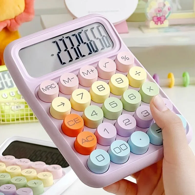 Korean Kawaii Calculator Cartoon Candy Colour Silent Mechanical Keyboard Desktop Financial and Accounting Learning Calculator