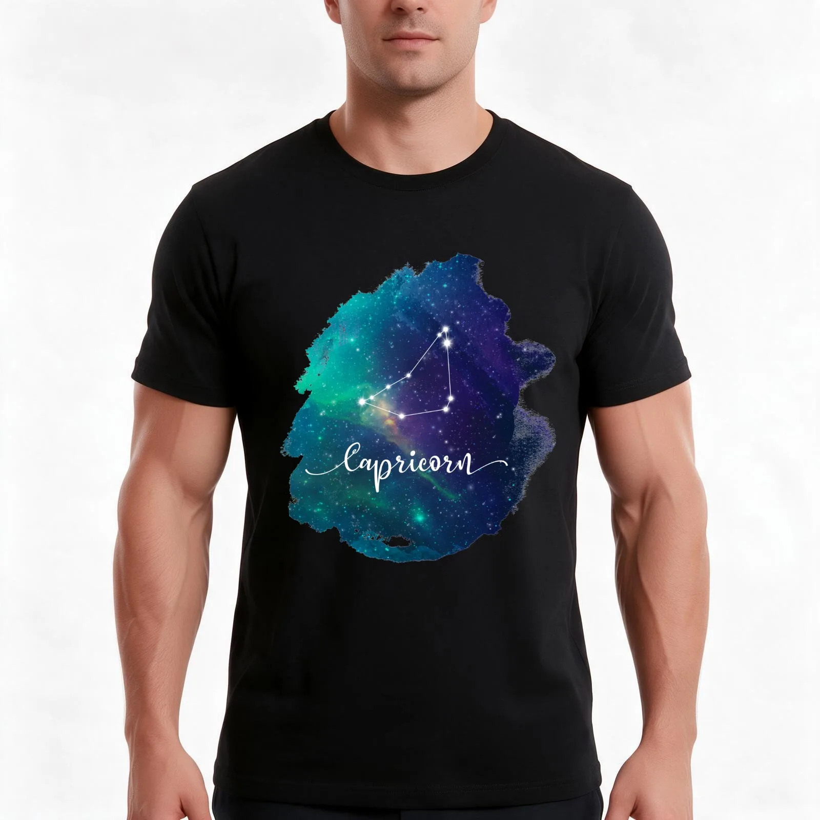 Zodiac Capricorn Constellation Galaxy, Capricorn Zodiac Horoscope T-Shirt, Summer Casual Cotton Tee, Oversized Streetwear Tops