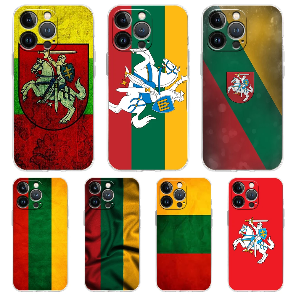 Flag of Lithuania flag Phone Case For iPhone 15 14 13 12 Mini 11 Pro Max XS X XR 7 8 Plus Clear Shockproof Silicone TPU Cover