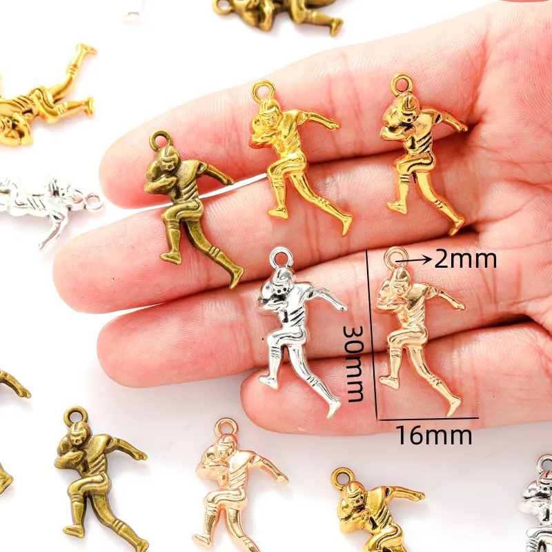 10pcs 5color rugby player Charms Necklace Key Chain Pendant Bracelet Jewelry Making Handmade diy Supplies 30*16mm I1133