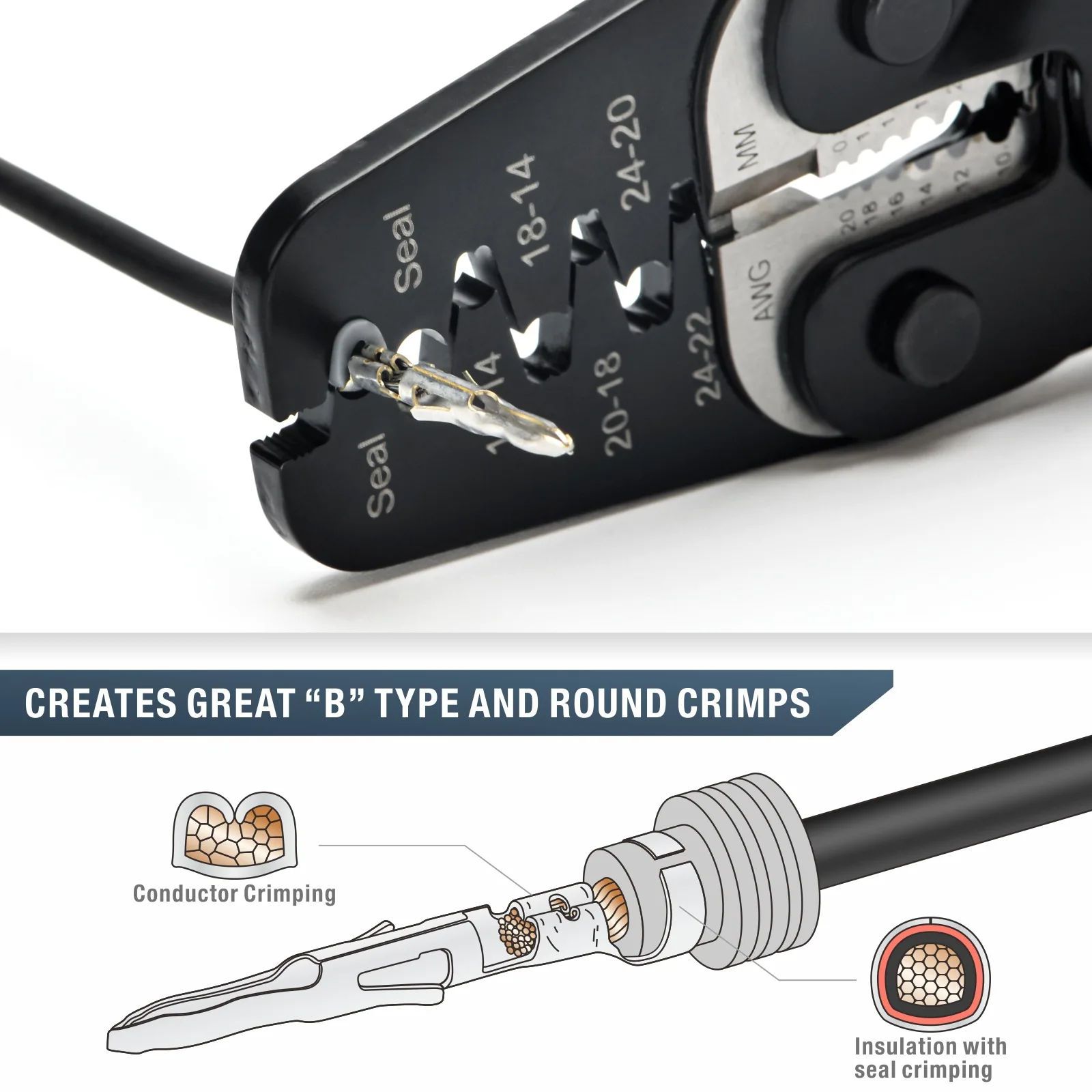 IWC-1424AB Wire Crimping Tool for Weather Pack Terminals,Metri Pack Connectors,Open Barrel Terminals With Stripper/Cutter Plier