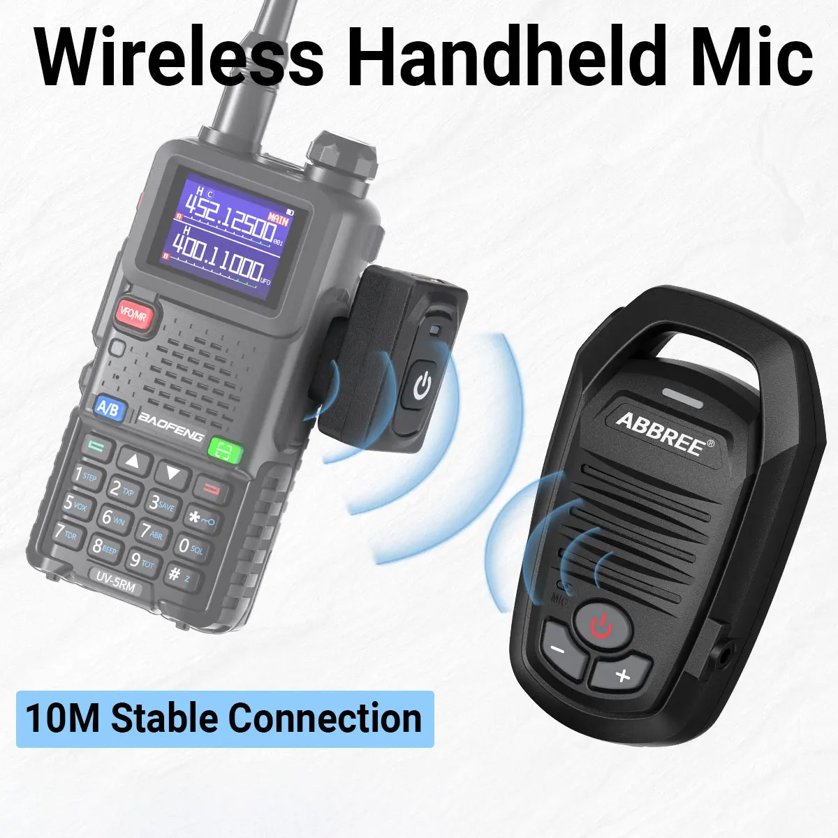 Abbree microfone sem fio bluetooth alto-falante portátil tipo-c para baofeng UV-5R UV-21R UV-32 BF-888S quansheng tk11 walkie talkie