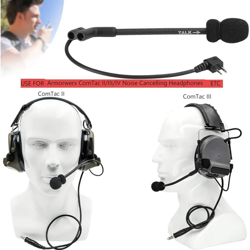Black Z Tactics Microphone, Tactics Microphone, Clear Sound Plug and Play for Comtac Comtac Iii Comtac Ii Armorwerx