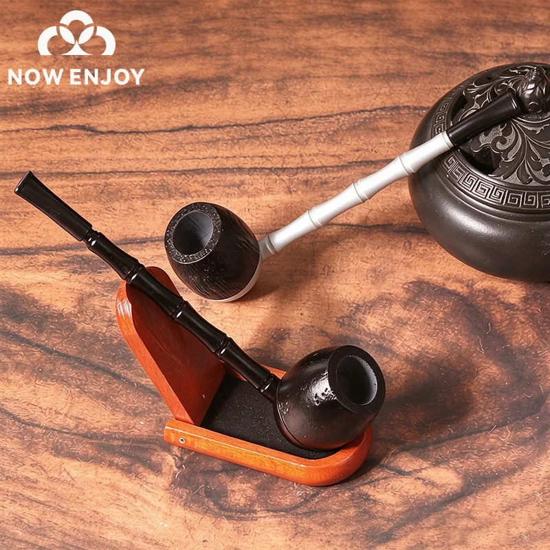 NOW ENJOY 2026 Men's Classic Wooden Bamboo Smoking Pipe 1PCS With Removable Long Handle For Home Use NE -1352