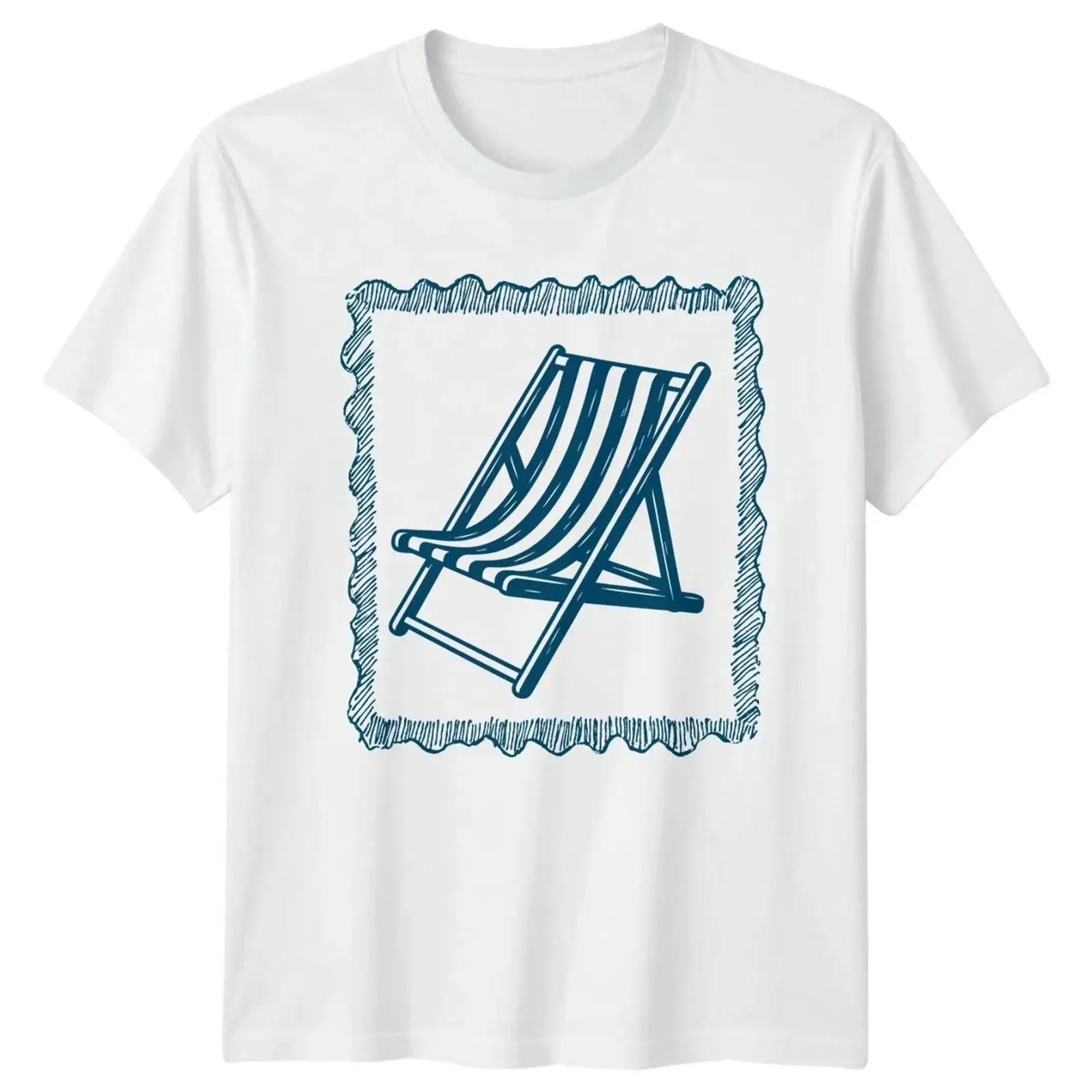 Gestreiftes Liegestuhl Strand Sommer Herren T Shirt Damen Grafik Top vintage Washed graphic designer clothes Slightly Casual