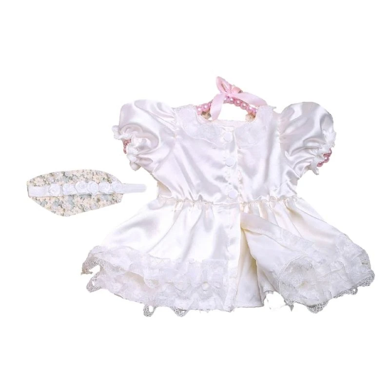 J15U Elegant Baby Girl Princess Dress & Matching Hariband Newborn Romper Dresses