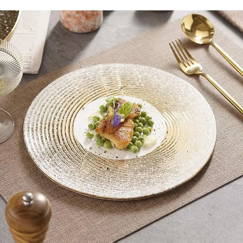 Ceramic Dinner Plate Restaurant Flat Steak Dessert Plates Snack Sushi Home Circular Tableware
