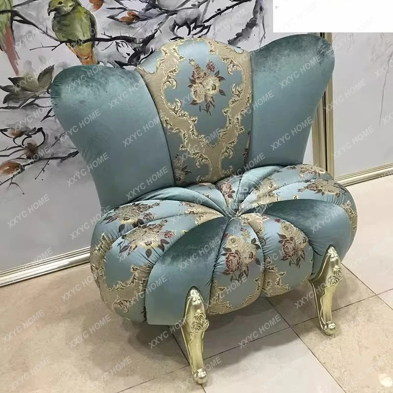 X-S Sofa Solid Wood Fabric Living Room High Back Chair Pumpkin Stool Shoe Changing Stool HG