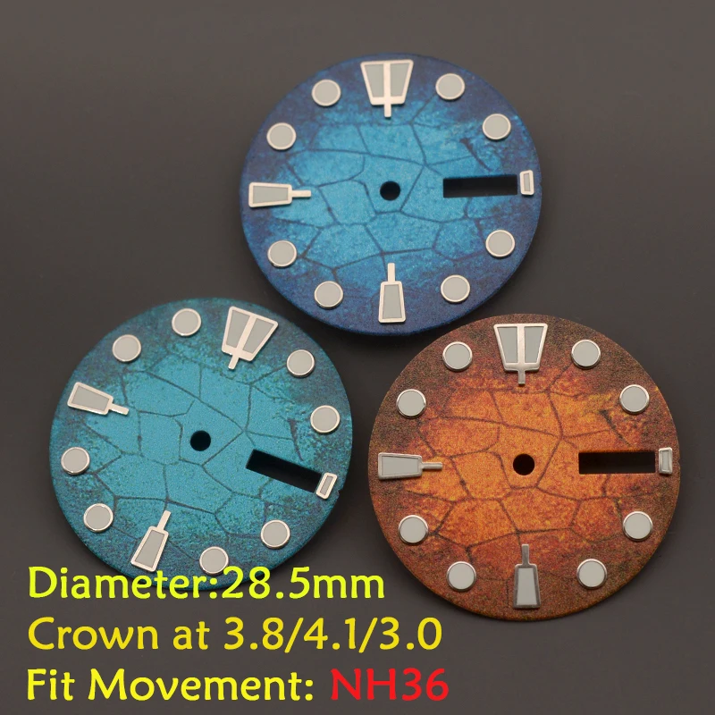 28.5mm Dial Fit  Men's Watches SKX007 SKX009 6105 SRPD Tuna Monster Turtle Watch Case For Japan 7s26 NH35 NH36 Movement C3 Green