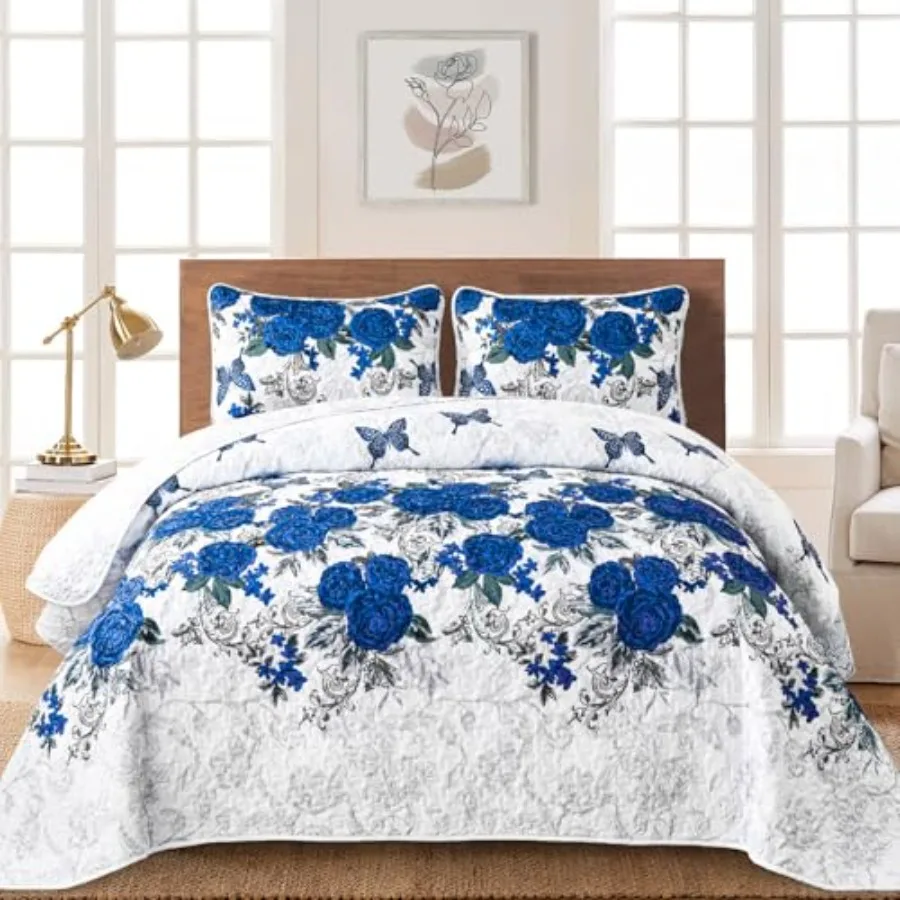 Blue Floral Quilt S…