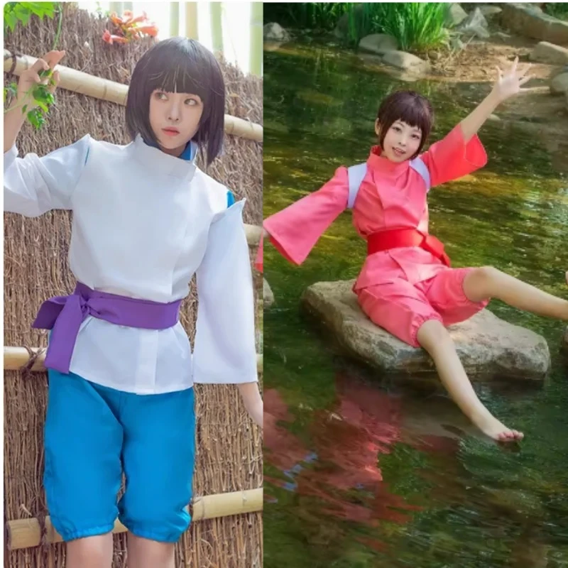 

Adult Anime Spirited Cosplay Suit wig Away Pink Kimono Takino Chihiro Show Kamikakushi Halloween Party Costumes for Women male