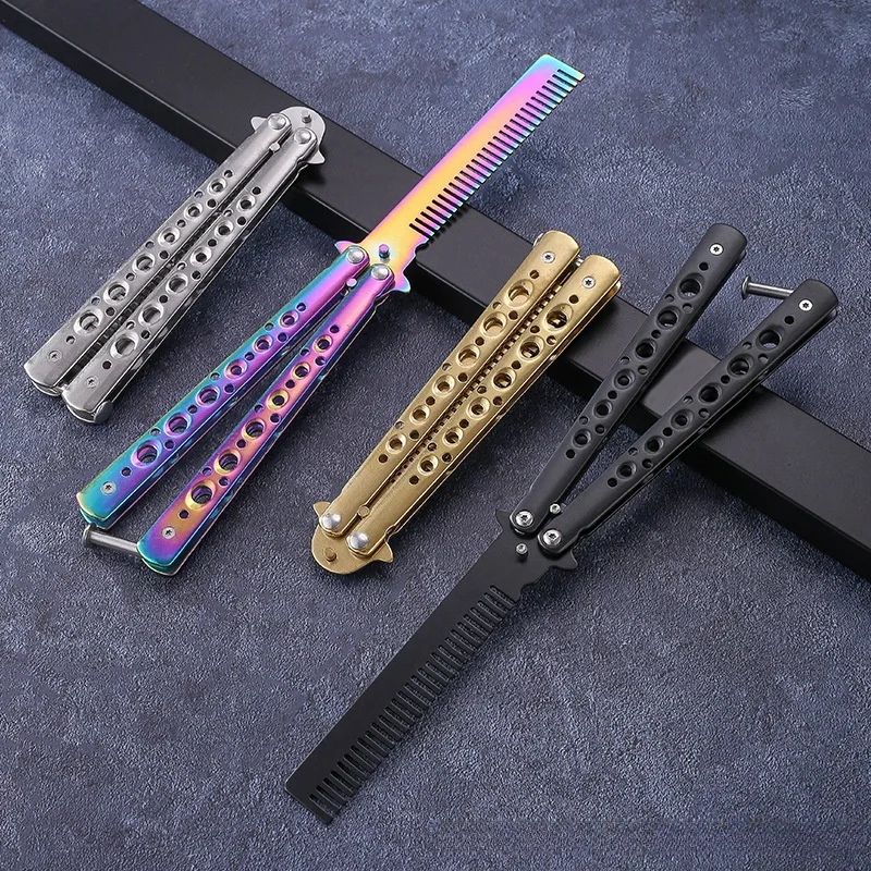 Training folding Knife butterfly in knife titanium practice tool no edge dull training knife kit accessories  coltello a scatto