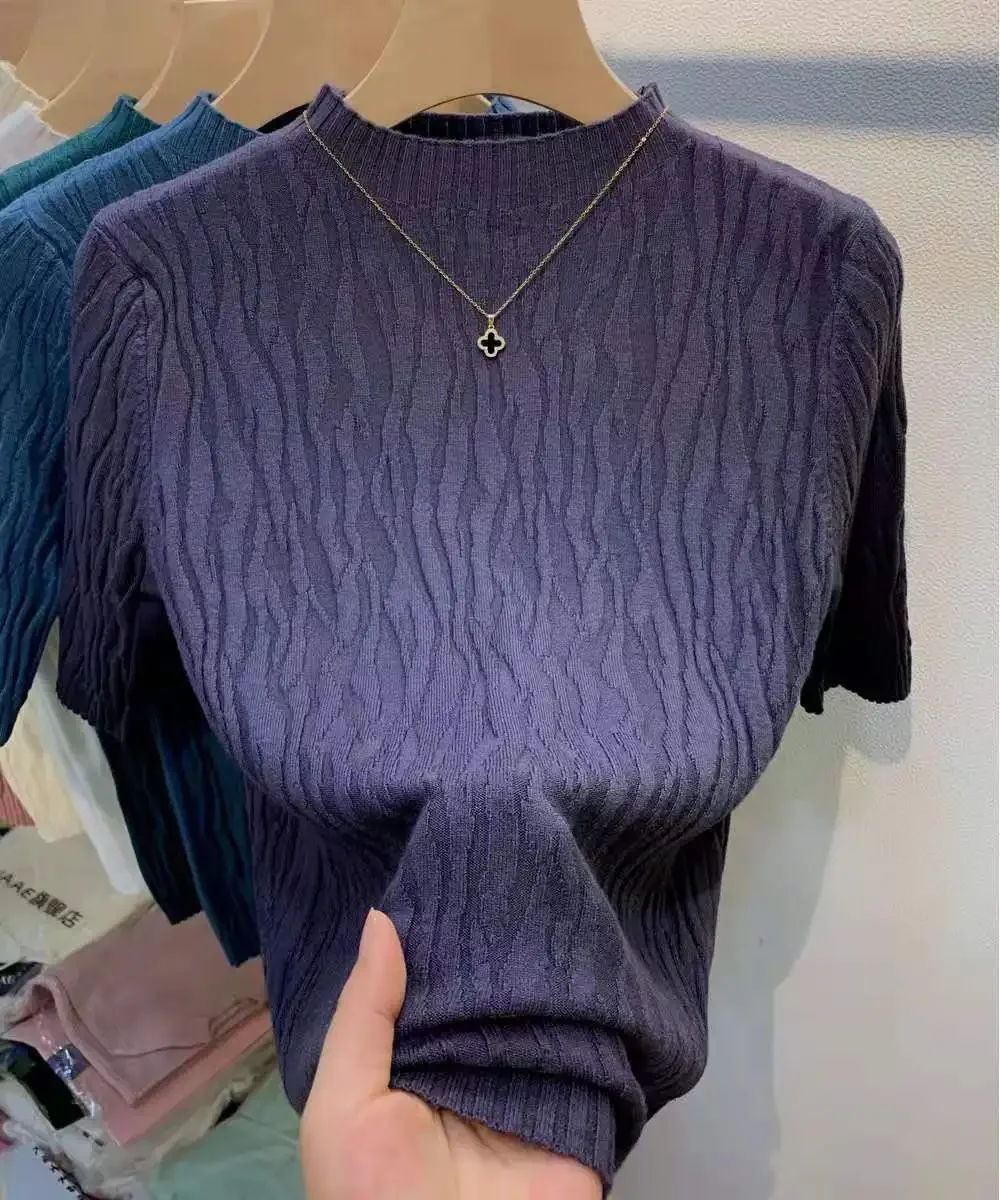 Summer Short Sleeve Knitted Sweater Women Pullover Blusas Mujer De Moda 2024 Verano Women Sweater Tops Pullovers Sweaters G406