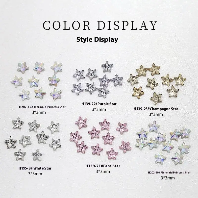 50 Stück Stern mit flachem Boden, Zirkon, Strass, Nagel, DIY, Maniküre, Dekoration, Zubehör, Nagelanhänger