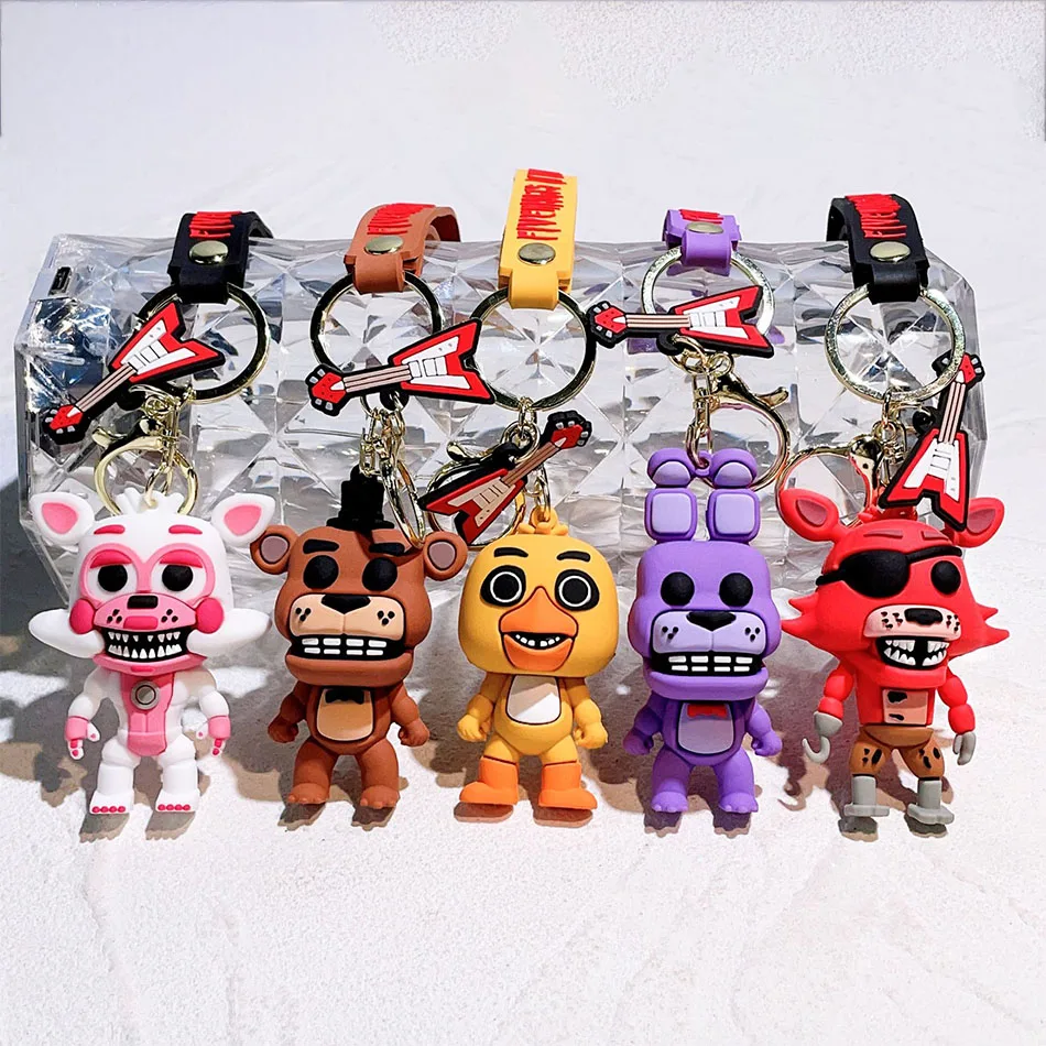 Lote de 5 Figuras de Acción de Dibujos Animados, Muñeco de Freddy Fazbear de Five Nights at Freddy's, Llavero de Freddy para Regalo