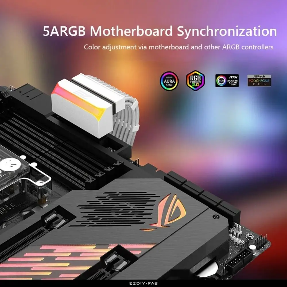 Mainboard ATX 24-polig auf 90 Grad modularer Computer DIY Netzstecker-Adapter ARGB-Montagezubehör