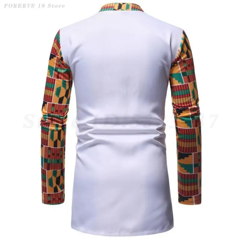 African Clothing Men's Two Piece Sets Fashion Patchwork Long Sleeve Shirt&pants Male Retro Loose Casual African Dashiki Outfit