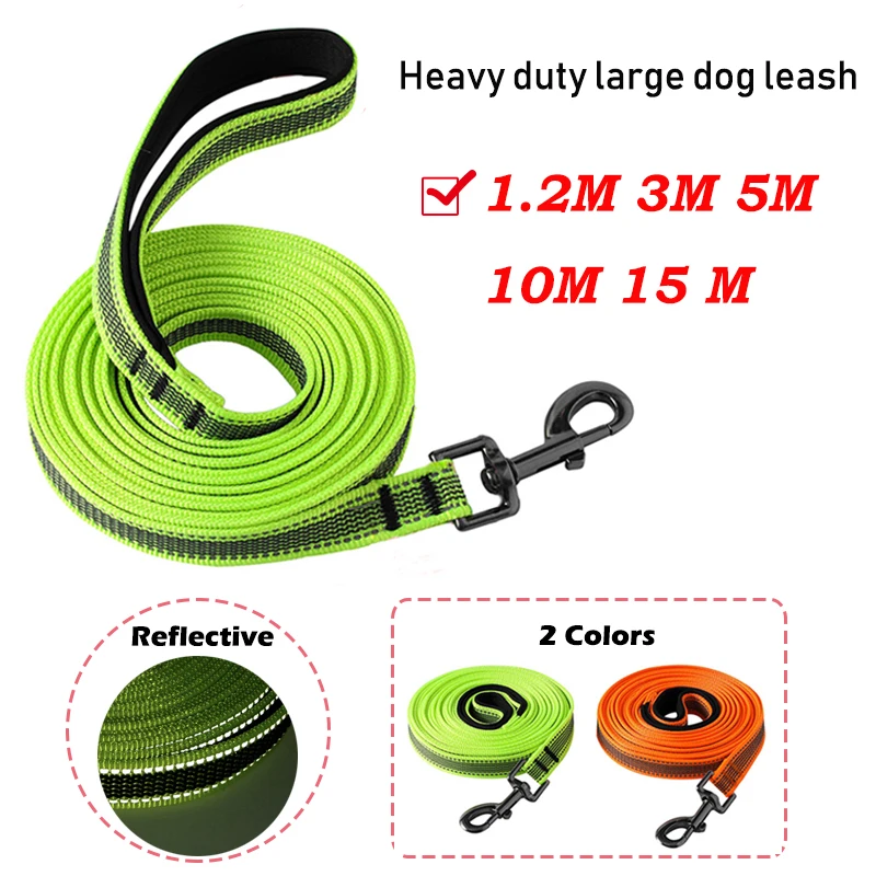 Heavy Duty Large Big Dog Long Leash 1.2M 3M 5M 10M 15M Anti Skid Reflective 5 15 Meters Light Pet Training Traction Rope Leashes