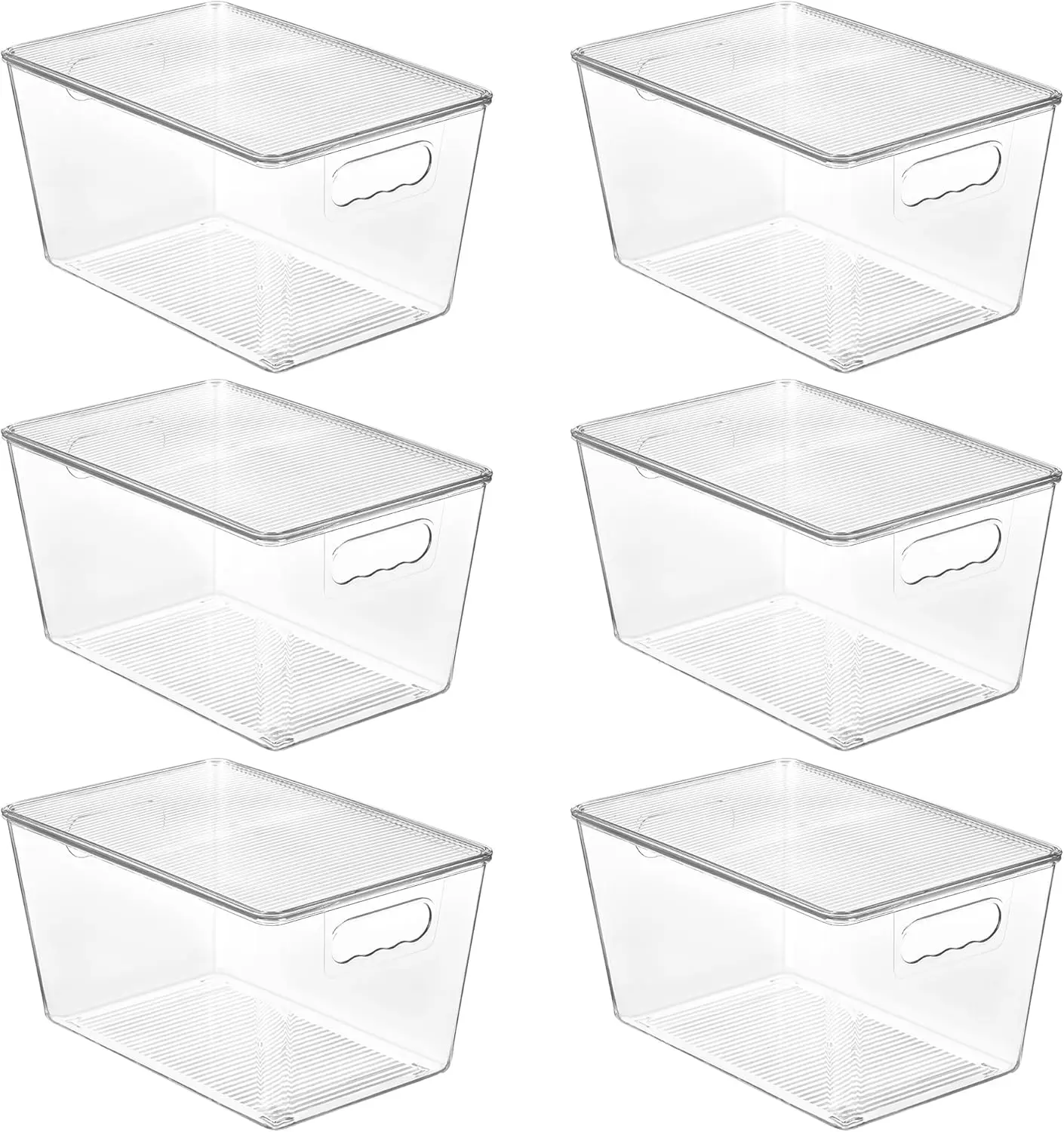 

6 Pack Clear Stackable Storage Bins with Lids, Large Plastic Containers with Handle for Pantry Organizer and Storage,Perfect