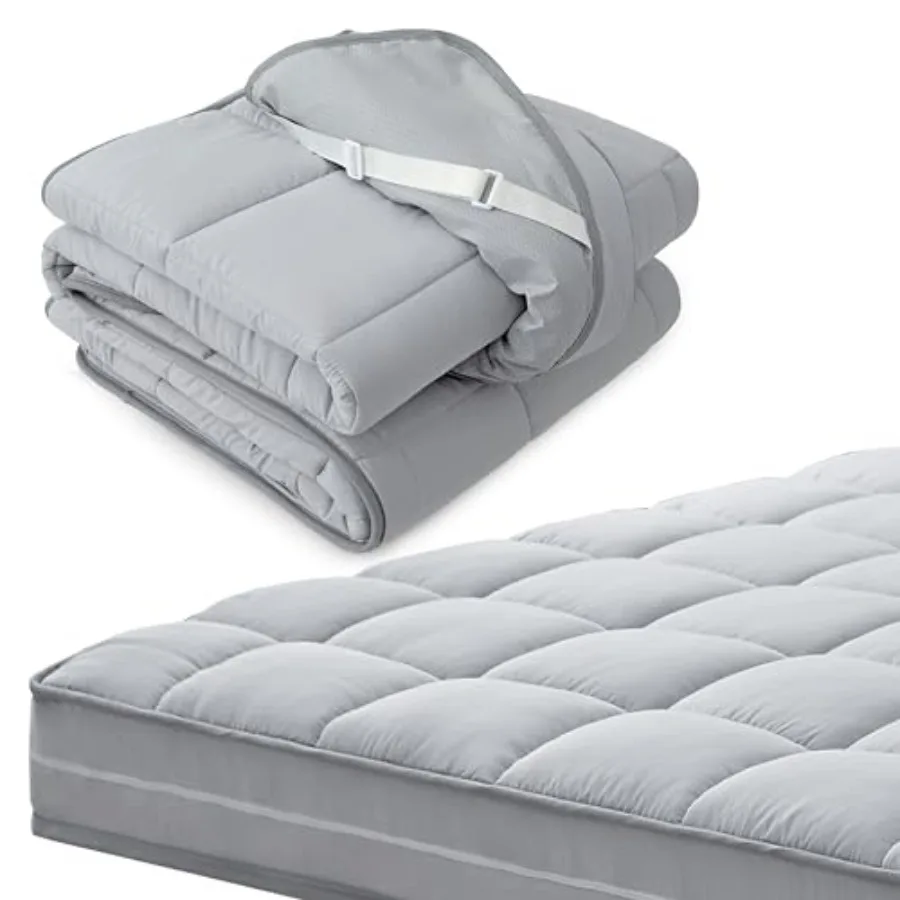 

3Inch Mattress Topper Cover Only Cover,Mattress Protector Bedding, Foam and Latex Mattress Cover with Zipper and Adjustable Str