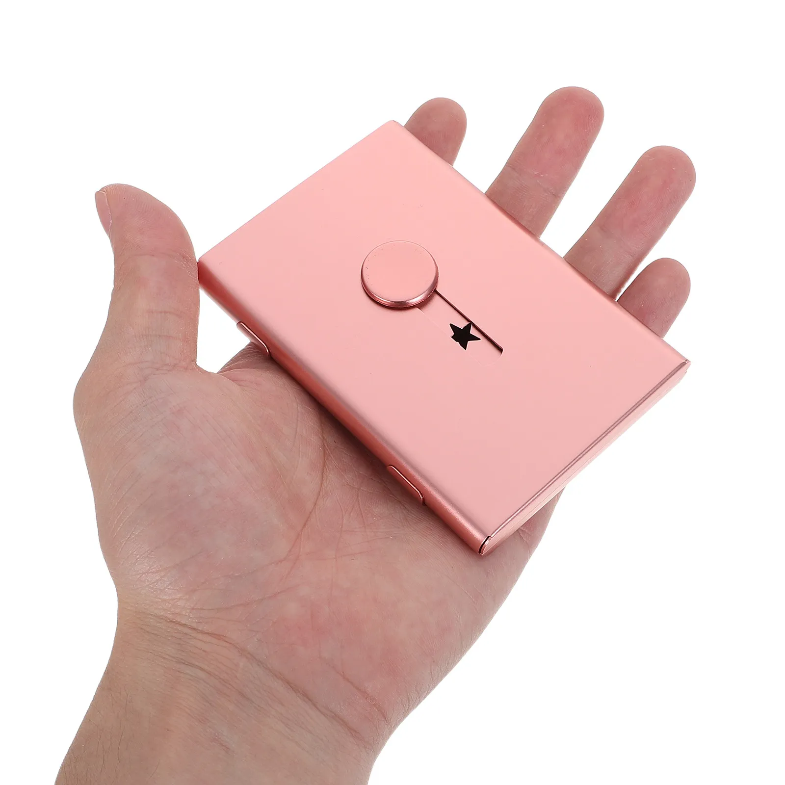 Stainless Steel Business Card Case Brushed Slide Out Holder Large Capacity Push Button Desk Name Card Holder Organizer