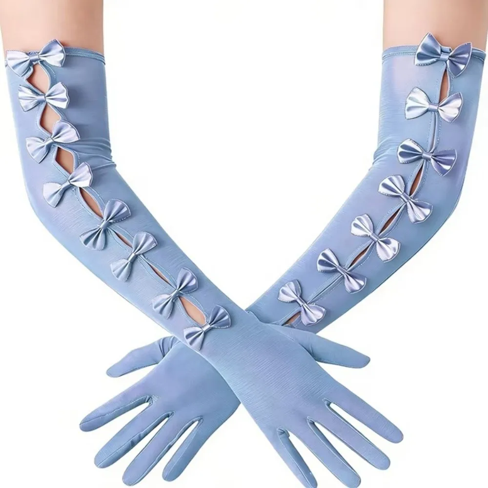 Elegant Bridal Gown Mittens Long Lolita Wedding Bridal Gloves Sexy Bowknot Evening Prom Decor
