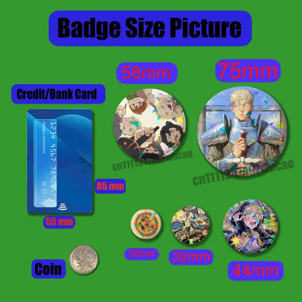For Delicious in Dungeon Badge Cover Custom Button 25mm 58mm Pin Insignia Emblem Round Laser Film