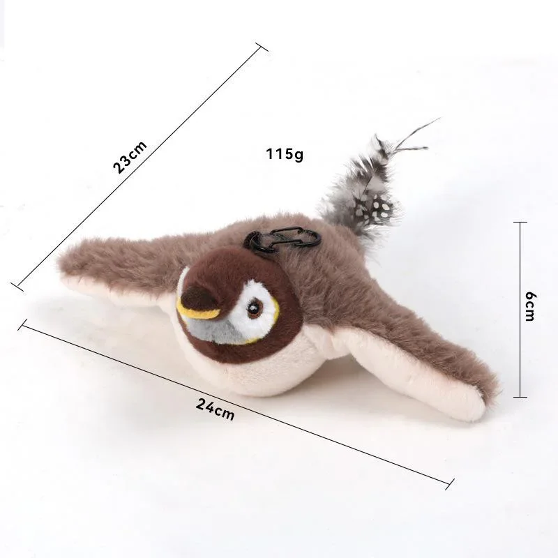 Interactive Cat Toys Rechargeable Flying Bird Rat Duck Plush Cat Toys Chirping Flapping Bird Can Add Catnip Touch Activated