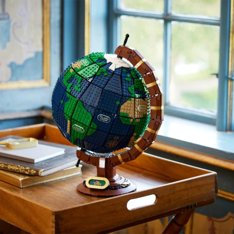 Blocs de construction Globe série créative (2585 pièces)-bricolage modèle de carte du monde géographie jouets éducatifs pour adultes cadeau de vacances